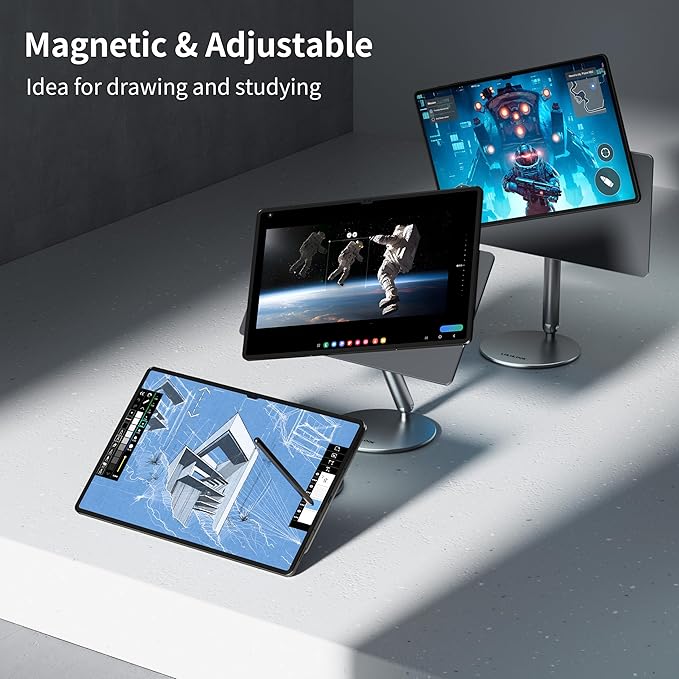 LULULOOK 2025 Magnetic Foldable Stand for Samsung Galaxy Tab S10/S9/S8 Ultra 14.6", Upgraded 360° Rotating Floating Base Full Aluminium Alloy with S-Pen Hole Magnetic Stand for Ultra 14.6 inch