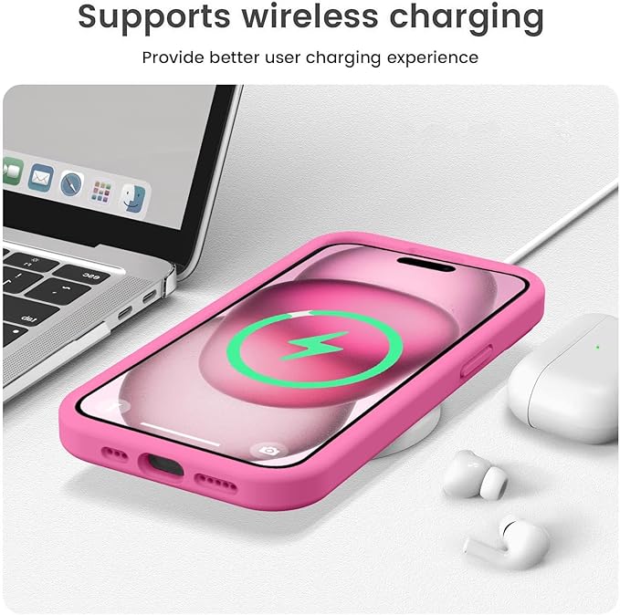 Vooii Compatible with iPhone 15 Plus Case, Upgrade Liquid Silicone [Enhanced Camera Protection] [Soft Anti-Scratch Microfiber Lining] Shockproof Phone Case for iPhone 15 Plus 6.7 inch - Pitaya