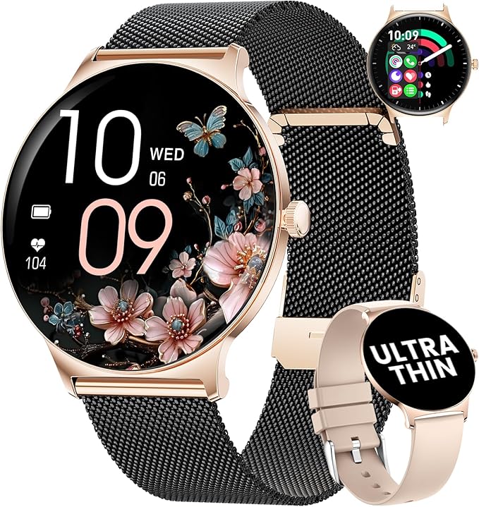Smart Watches for Women, 1.43" AMOLED Display Fitness Tracker with Bluetooth Make/Answer Call, Heart Rate/Sleep Monitor/Female Cycle, 100+ Sports Modes, IP67 Waterproof for Android/iPhone