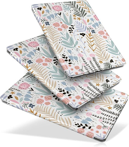 DONGKE Case for Samsung Galaxy Tab A9+/A9 Plus 11 inch 2024 2023 (SM-X210/X216/X218), Slim Stand Hard PC Translucent Back Shell Smart Cover, Auto Wake/Sleep - Tiny Flowers