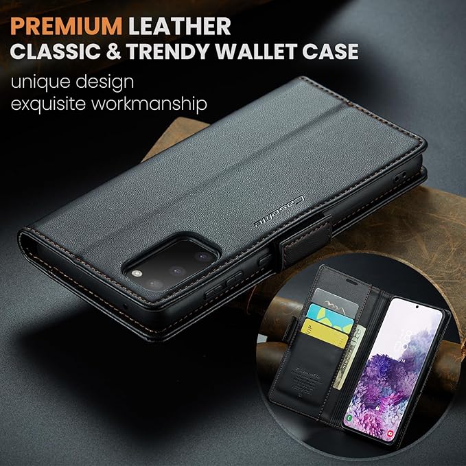 Case for Samsung Galaxy S20 Wallet Case, RFID Blocking PU Leather Flip Folio Cover Card Holder Kickstand Shockproof Phone Case Compatible with Samsung Galaxy S20, Black