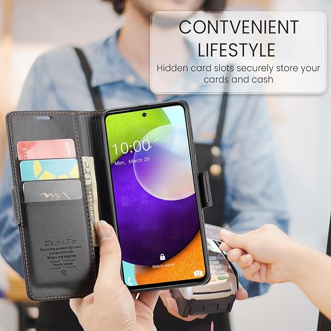 for Samsung Galaxy A52 4G/5G Case, Premium PU Leather Wallet Case Flip Cover with [RFID Blocking][Card Holder][Stand Function] for Samsung Galaxy A52 (5G/4G)/A52s 5G, Black