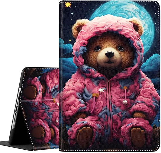 Case for Galaxy Tab A9 Plus ， Auto Sleep/Wake Multi-Angle Viewing Slim Folio Stand Cover for Samsung Galaxy Tab A9+/A9 Plus 11 Inch 2023 (SM-X210/X216/X218), Cute Bear Wearing Pink Clothes