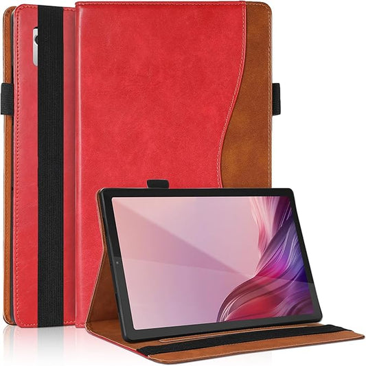 for Lenovo Tab M9 Case 9.0 inch (TB-310FU, 2023 Released) Business PU Leather Multi-Angle Stand Flip Case with Pencil Holder Card Slot for Lenovo Tab M9 9" Android Tablet-Red