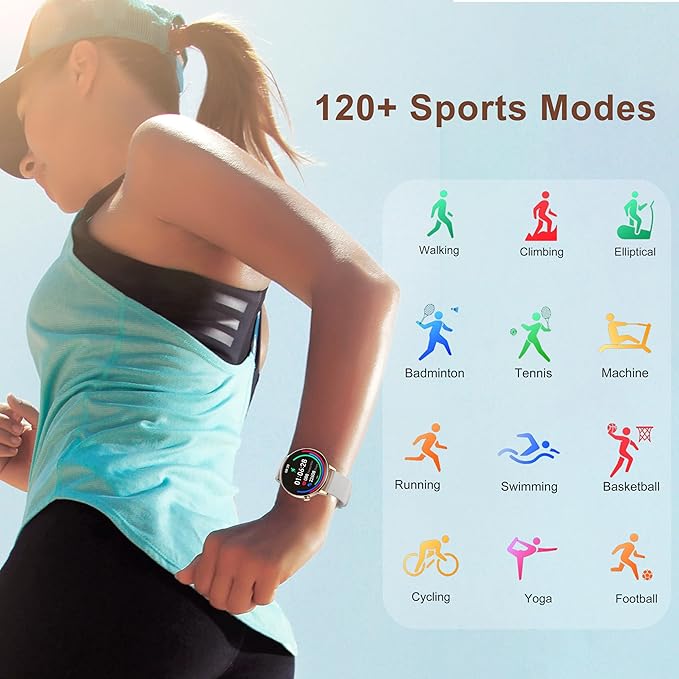 Smart Watch for Women (Make/Answer Call),1.32" HD Touch Screen Watchs for Android and iOS Phones Compatible, Fitness Tracker with Heart Rate/Sleep Monitor/AI Voice/IP68 Waterproof, Gold(3 Bands)