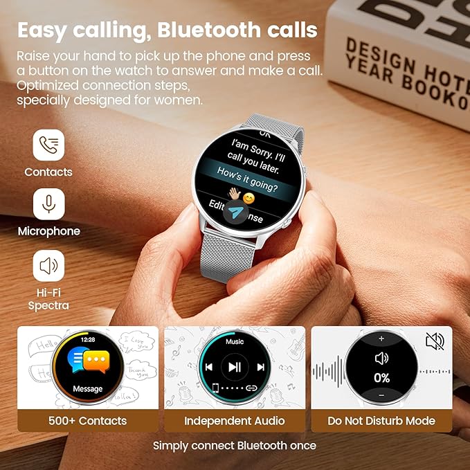 Smart Watches for Women with Menstrual Cycle Tracker, 1.39” HD Smart Watch, Heart Rate/Sleep Monitor, IP67 Waterproof, Women’s Watch Fitness Tracker Compatible with iOS Android