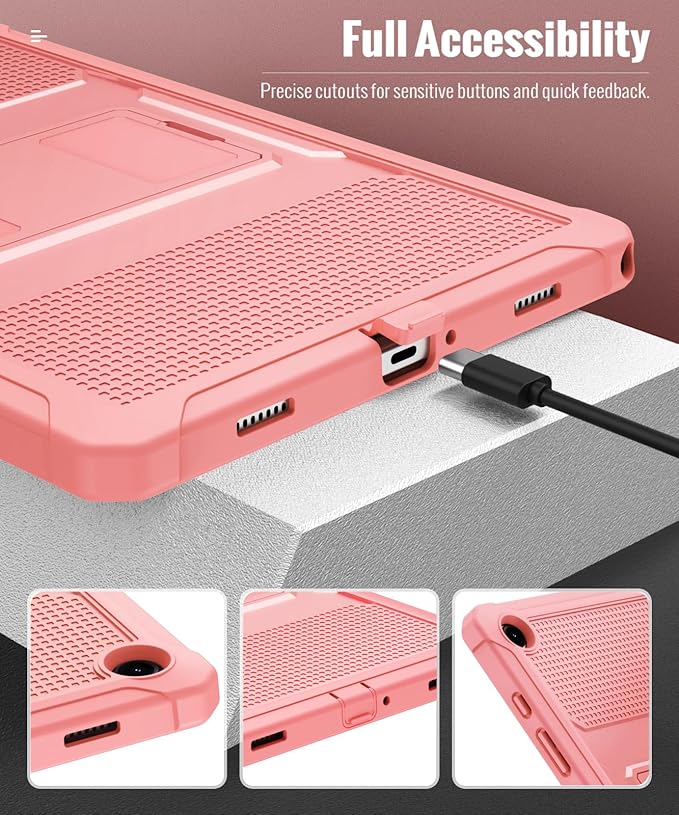 MoKo Case Fit Galaxy Tab A9 Plus 11-Inch 2023 (SM-X210/X216/X218), Shockproof Full Body Rugged Stand Back Cover Built-in Screen Protector Fit Galaxy Tab A9+ 11" 2023, Apricot Orange