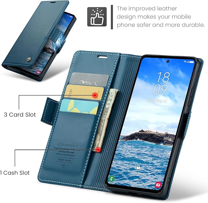 Case for Samsung Galaxy S24 Plus Wallet Case, RFID Blocking PU Leather Flip Folio Cover Card Holder Kickstand Shockproof Phone Case Compatible with Samsung Galaxy S24 Plus, Blue