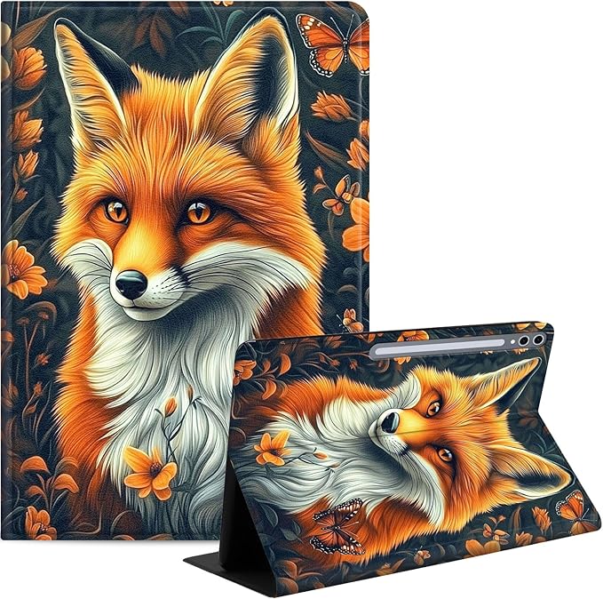 Case for Samsung Galaxy Tab S10 Ultra/Galaxy Tab S9/S8 Ultra 14.6-Inch, Slim PU Leather Stand Cover with Auto Wake/Sleep, Multi-Angle Viewing & Shockproof, Beautiful Fox