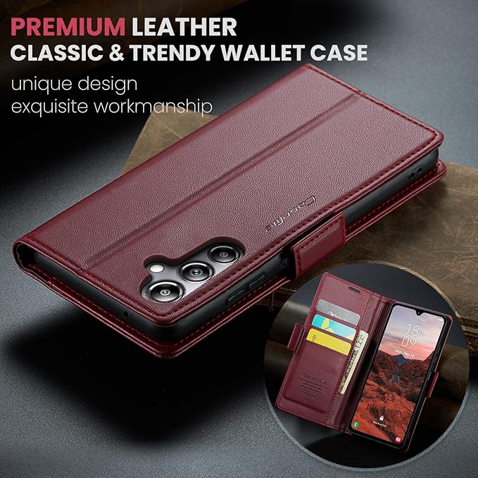 for Samsung Galaxy A05s Case, Premium PU Leather Wallet Case Flip Cover with [RFID Blocking][Card Holder][Stand Function] Shockproof Protective for Samsung Galaxy A05s, Red