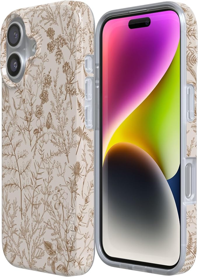 Casely iPhone 17 Case | Beige Garden | Neutral Floral | Compatible with MagSafe | Classic Ultra Slim Design