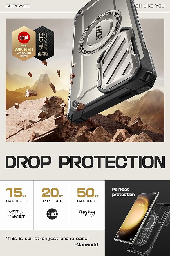 SUPCASE UB Mag XT Case for Samsung Galaxy S24 Ultra (2024 Release), Extreme Lens Protection Slim Rugged Case with Built-in Kickstand (Tigray)