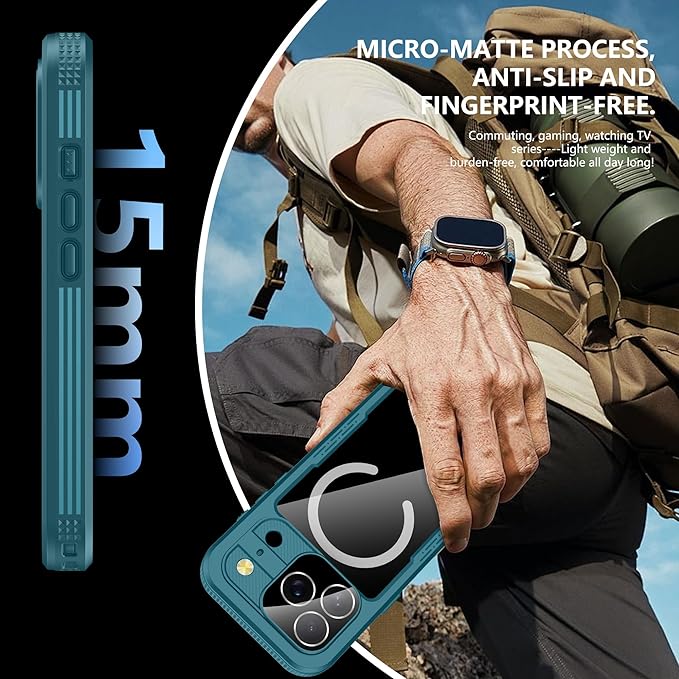 GOLDJU Magnetic for iPhone 17 Pro Case-Waterproof, Built-in Screen & Camera Protector-IP68 Underwater Full Body 16FT Military Dropproof Shockproof Case for 17 Pro 6.3''- Blue