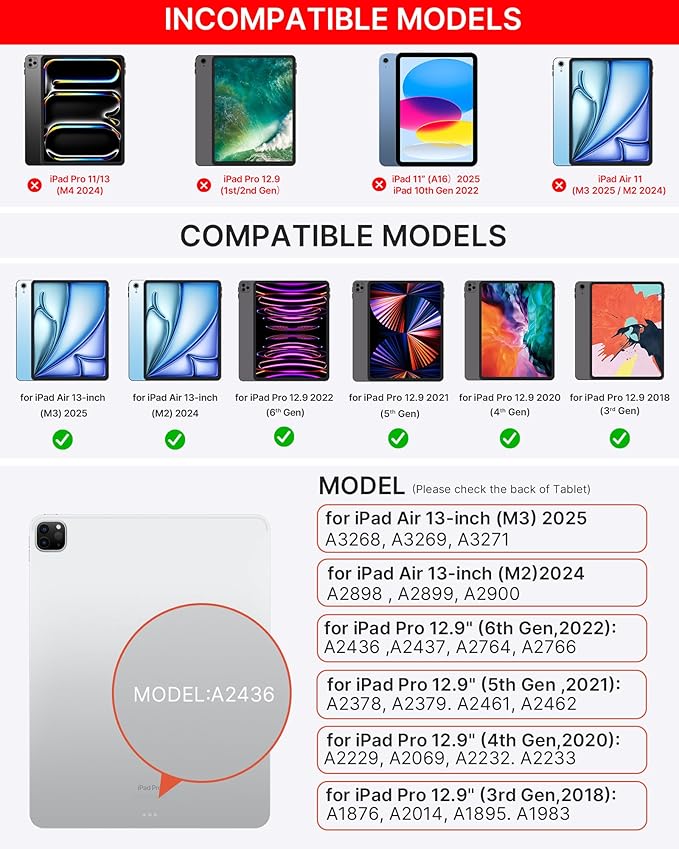 typecase Keyboard Case for iPad Air 13(M3 2025 / M2 2024) and iPad Pro 12.9 (6th, 5th, 4th, 3rd Gen),Magic Keyboard for iPad Pro 12.9,Multi-Touch Trackpad, 11 Colors Backlight,Midnight Amethyst