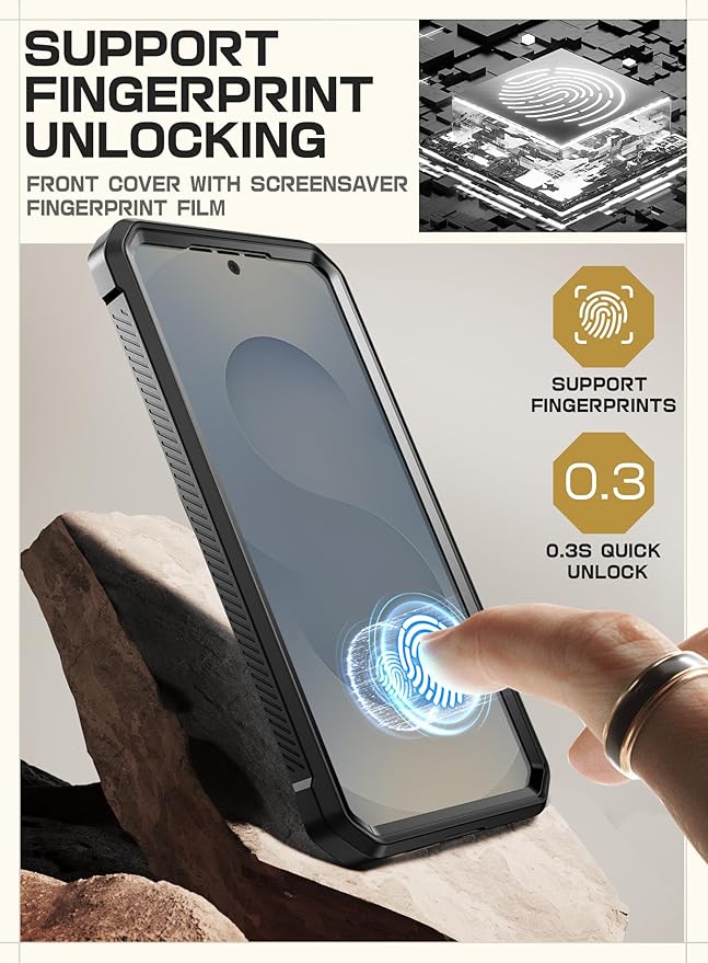 SUPCASE for Samsung Galaxy S25 Case with Stand (Unicorn Beetle Pro), [2 Front Frames] [Built-in Screen Protector & Belt-Clip] Military-Grade Protection Rugged Phone Case for Galaxy S25 6.2", Black