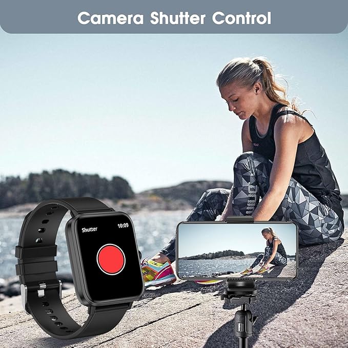 Smart Watch (Answer/Make Call): 1.85" Waterproof Fitness Trackers with 24-Hours Blood Pressure Heart Rate SpO2 Sleep Monitor Watches for Men Women, iPhone Android Compatible (Stone Black)