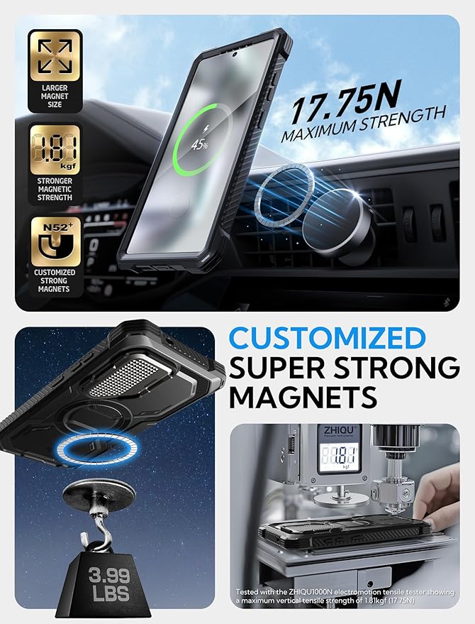 i-Blason Armorbox for Samsung Galaxy S25 Ultra Case MagSafe with Camera Cover Stand [Military Protection] Full-Body Heavy Duty Magnetic Phone Case with Screen Protector for S25 Ultra 6.9 inch, Black