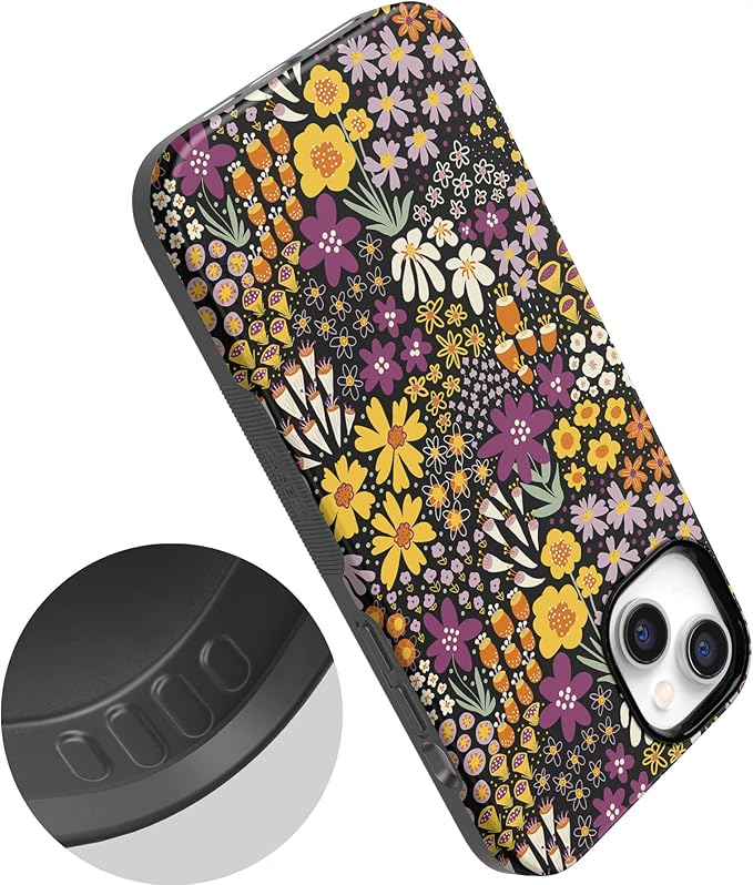 Casely iPhone 14 Case | Falling for You | Plum Floral | Compatible with MagSafe | Bold Protective Design