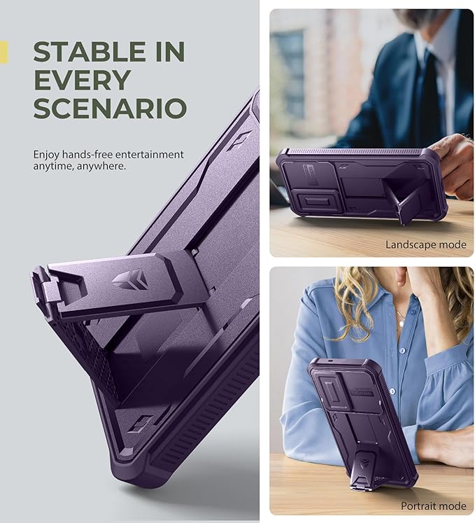 Dexnor for Samsung Galaxy S25 Plus Case with Built-in Slide Camera Cover & Screen Protector &Kickstand,Heavy-Duty Shockproof Rugged Case Full-Body Bumper Cover for Galaxy S25 Plus(2025),Phantom Purple