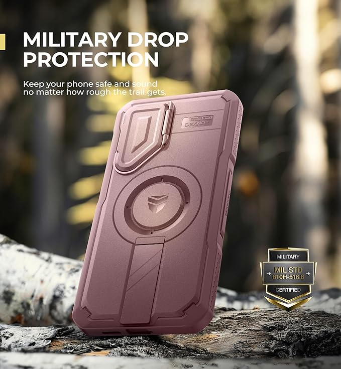 Dexnor for Samsung Galaxy S25 Plus Case with Camera Cover & Adjustable Kickstand & Built-in Screen Protector, Magnetic Rugged Shockproof Bumper Cases Heavy-Duty Protective Cover(2025),Peony Pink