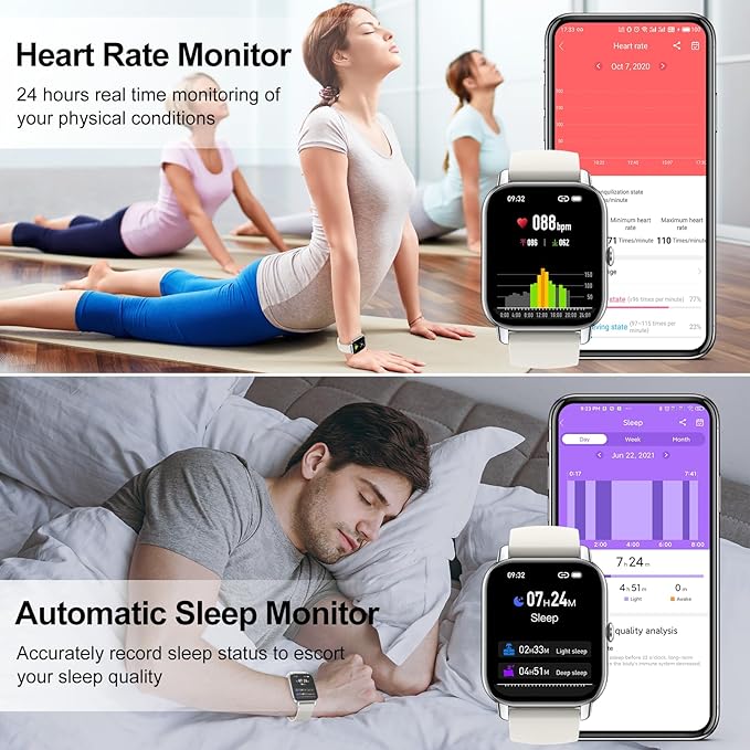 Smart Watch for Men Women Answer/Make Calls, 1.85" HD Fitness Watch with Heart Rate Monitor Sleep Monitor, 114+ Sports Activity Trackers with Step Counter, IP68 Waterproof, Smartwatch for Android/iOS