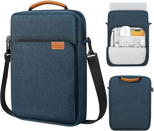 MoKo 13.3-14 Inch Laptop Sleeve Bag Fits Macbook Pro 13" M2 2022/Pro M1 Pro/M1 Max 14.2 2021, Macbook Air 13.6" M2 2022, Tab S8 Ultra 14.6", Handle Carrying Case with Shoulder Strap, Indigo