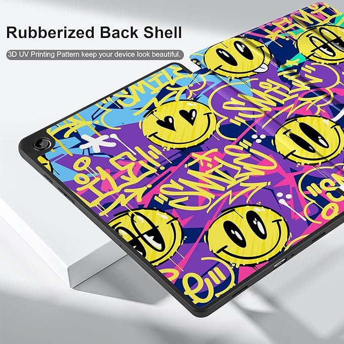 MEEgoodo Case for Samsung Galaxy Tab A9 Plus 11 inch Cover 2024 2023 with S Pen Holder, A9+ Smart Tablet Cases with Leather Trifold Stand+Soft TPU Back Shell+Smart Auto Wake/Sleep, Art Graffiti Style