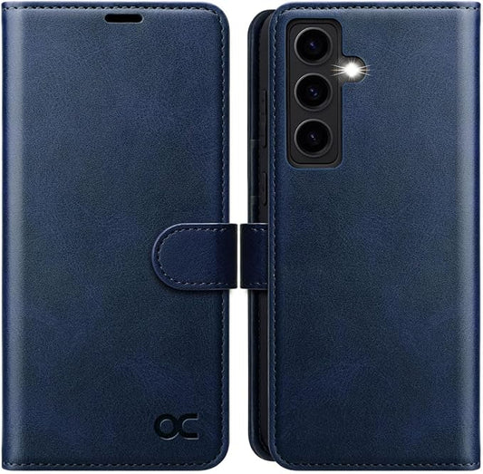 OCASE Compatible with Galaxy S24 5G Wallet Case, PU Leather Flip Folio Case with Card Holders RFID Blocking Kickstand [Shockproof TPU Inner Shell] Phone Cover (2024), Blue