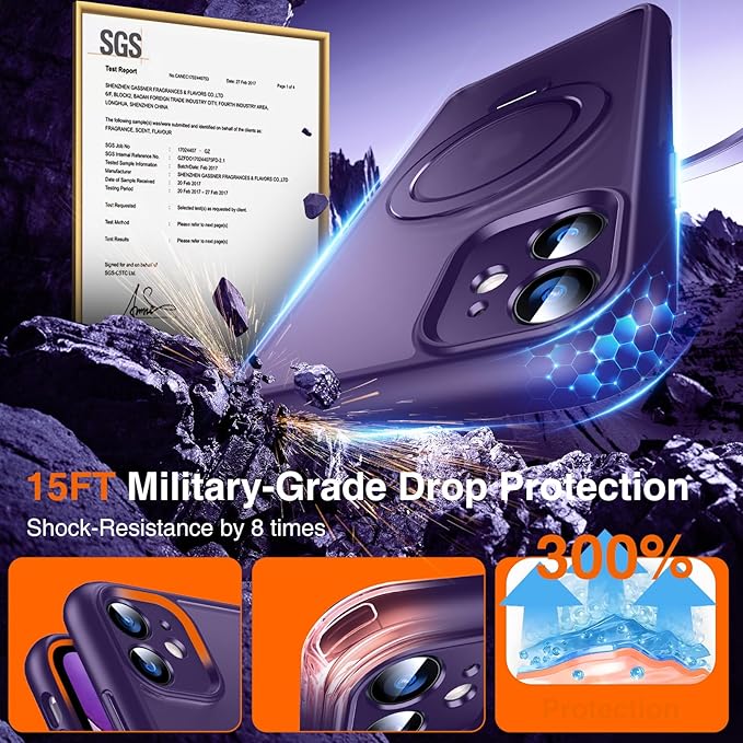 360° O-Ring MagStander for iPhone 11 Case with Magnetic Kickstand Ring Holder [Compatible with MagSafe][360°Rotate Stand Ring][Military Shockproof] Magnet iPhone 11 Phone Cover Matte Purple