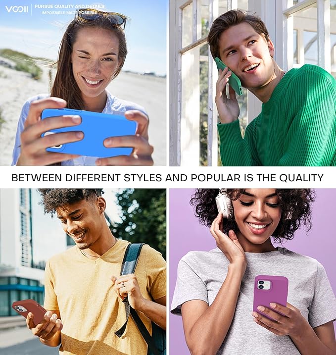 Vooii Compatible with iPhone 12 Case/iPhone 12 Pro Case, Liquid Silicone Upgrade [Soft Anti-Scratch Microfiber Lining] [Shockproof Drop Protection] Phone Case 6.1 inch - Caramel