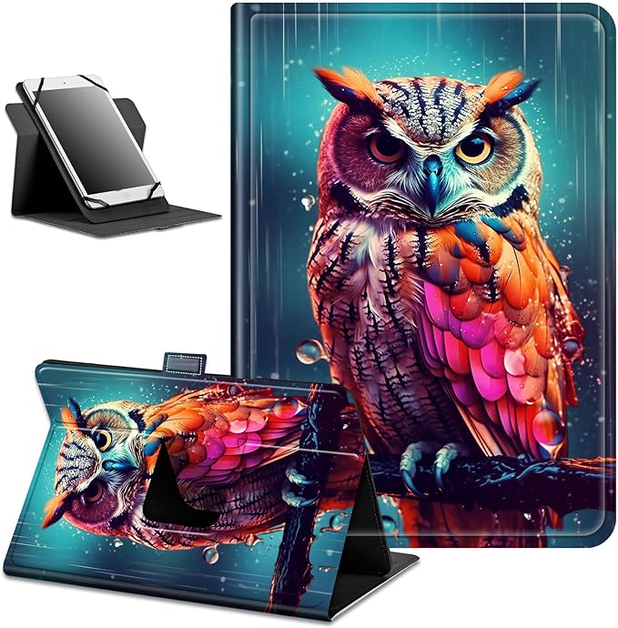 for Walmart Onn 10.4" Tablet Pro 2023 (Model:100110603) Case Dluggs 360 Degree Rotating Smart Protective Stand Cover for Walmart Onn 10.4 Inch Pro Tablet-Colorful Owl