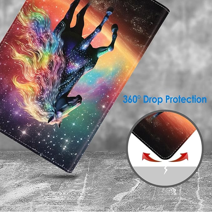 Case for Samsung Galaxy Tab A9 Plus 11 Inch 2023 Model (SM-X210/X216/X218), Slim Lightweight PU Leather Stand Cover with Auto Wake/Sleep, Sparkling Horse