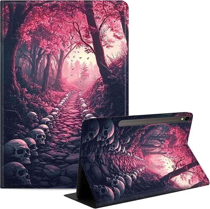Case for Samsung Galaxy Tab S10 FE/ S9 FE 5G 10.9 Inch/Tab S9 11 Inch, Slim PU Leather Stand Cover with Auto Wake/Sleep, Multi-Angle Viewing & Shockproof, Skulls Leading