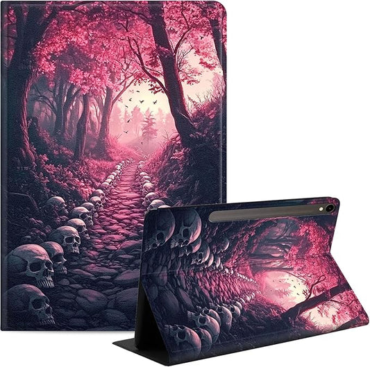Case for Samsung Galaxy Tab S10 FE/ S9 FE 5G 10.9 Inch/Tab S9 11 Inch, Slim PU Leather Stand Cover with Auto Wake/Sleep, Multi-Angle Viewing & Shockproof, Skulls Leading