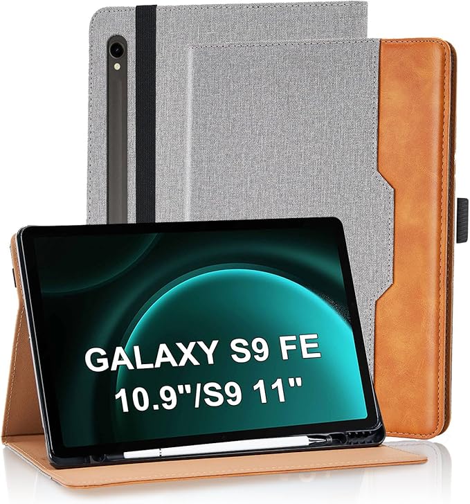 Case for Samsung Galaxy Tab S10 Lite/ S10 FE/ S9 FE 5G 10.9 Inch/Tab S9 11 Inch, PU Leather with Built-in S Pen Holder Magnetic Multi-Angle Stand Cover for Man,Woman,Black