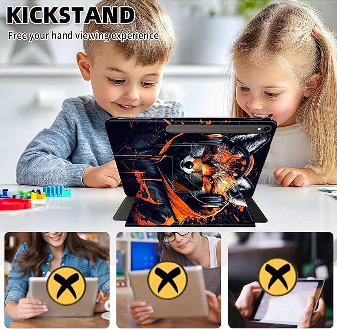 Case for Samsung Galaxy Tab S10 FE / S9 FE 5G 10.9 inch & Tab S9 11 inch, PU Leather 360° Rotating Stand Cover, Auto Sleep/Wake, Folio Smart Protective Cover, Cool Fox