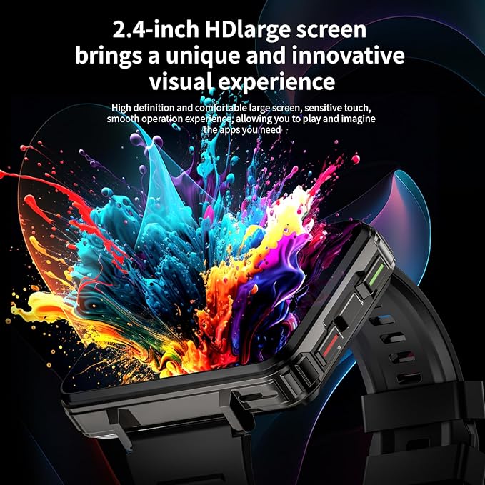 LOKMAT 4G Smart Watch, 6GB+128GB Android Smartwatch Phone Call, 2.4" Large Screen Sport Watch 1500mAh Dual Camera WiFi Bluetooth GPS Smart Watches for Men