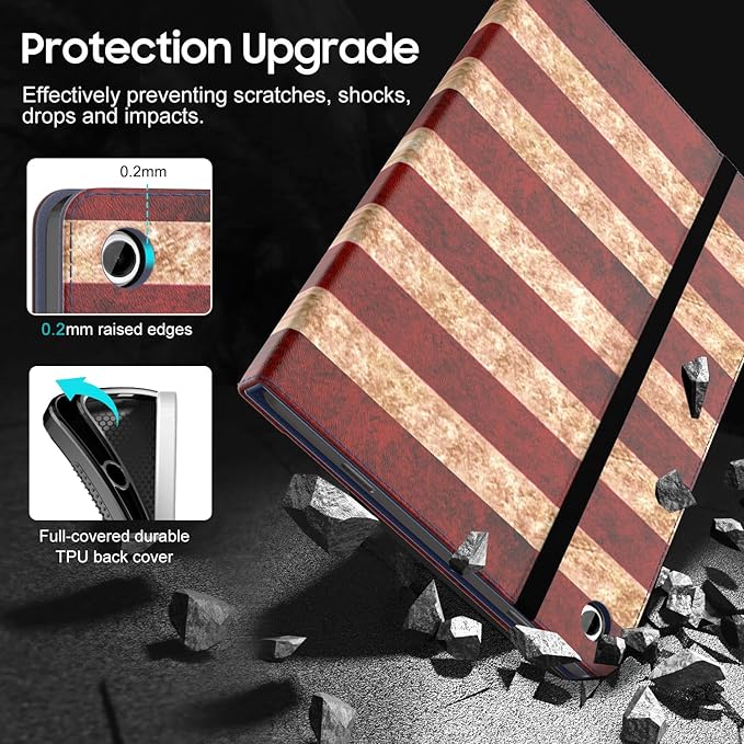 OKP Case for Samsug Galaxy Tab A9+ Plus 11 inch 2024(SM-X210/X216/X218), PU Leather Folio Cover with Multi-Angle Stand//Pen Holder, Auto Wake/Sleep Case for Galaxy A9+ 11" Tablet (Flag)