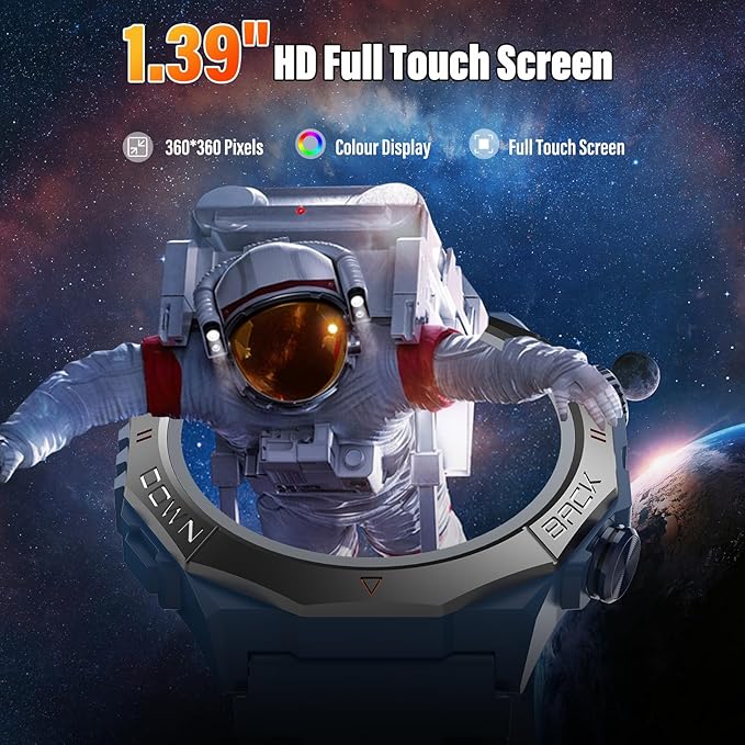 Military Smart Watches for Men(Answer/Make Calls), 1.39" HD Fitness Watch, 24/7 Heart Rate Sleep Monitor, Smart Watch for Men 110+ Sport Modes, 30Day, IP68 Waterproof Smartwatch for Android iOS, Blue