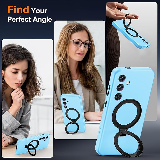 Designed for Samsung Galaxy S24 Plus Case with Magnetic Ring Stand [Compatible with Mag-Safe][Military Grade Drop Protection][Build in Kickstand] S24+ Phone Case 6.7",Blue