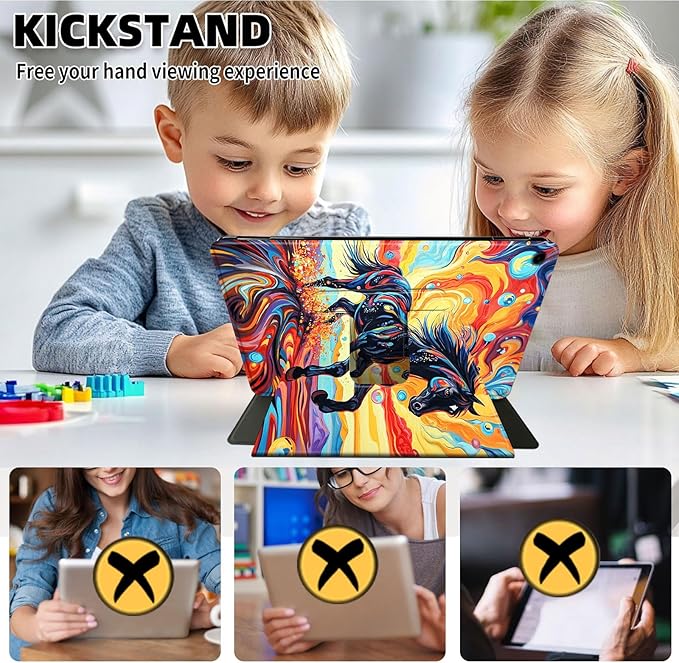 Case for Samsung Galaxy Tab A9 8.7 Inch 2023 Tablet Case, 360 Degree Rotating Folio Stand Smart Cover for Samsung Galaxy Tab A9 Tablet, Auto Sleep/Wake, Black Stallion