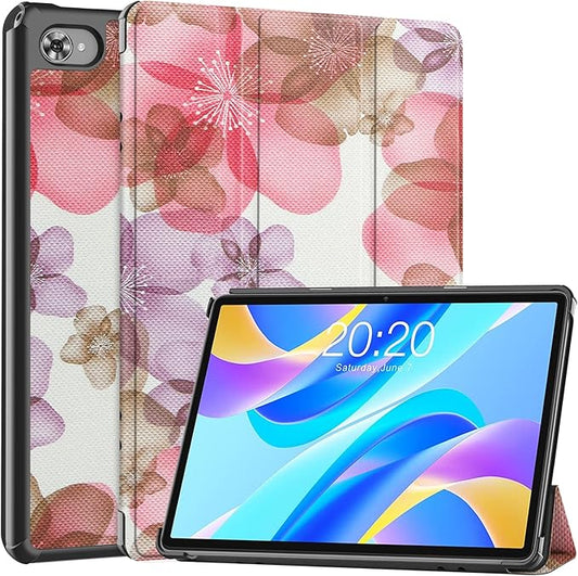 Case for TECLAST M40 Plus 2022 /P30S 10.1 inch Tablet, Folding Folio Ultra-Thin PU Leather Stand Case Cover for Teclast M40 Plus / P40HD / P30S 2022 Released Flower