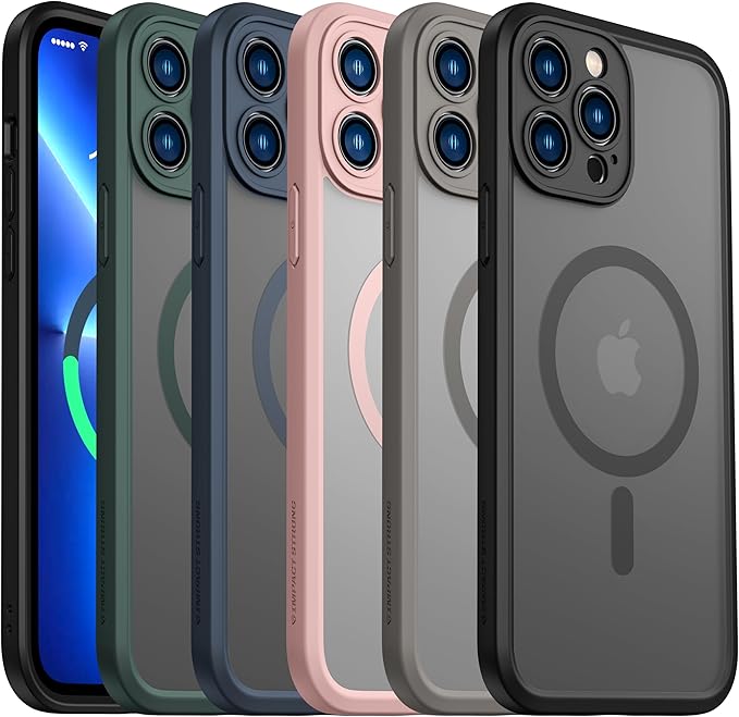 ImpactStrong Magnetic Guard Designed for iPhone 13 Pro Case [Camera Protection] [Military Grade Drop Tested] [Compatible with MagSafe] Slim Translucent Matte Phone Case (6.1") - Gray