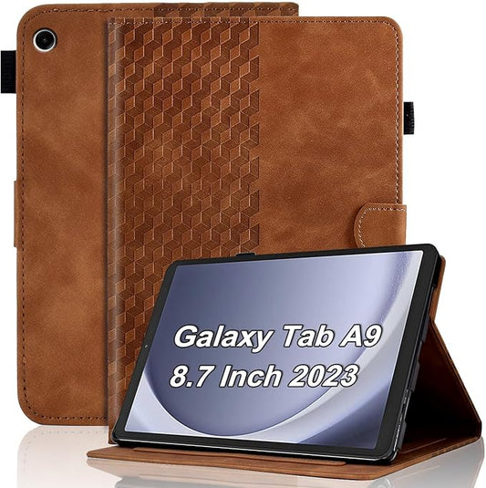 Case for Samsung Galaxy Tab A9 8.7 Inch Cover 2023 Magnetic PU Leather Folio Adjustable Stand Shell Foldable Card Holder Multi-Angle Galaxy Tab A9,Brown