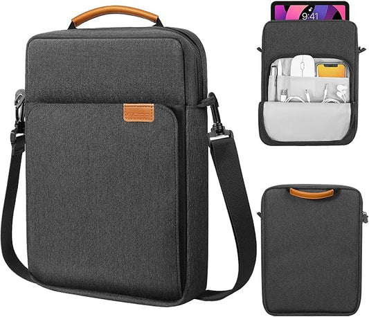 MoKo 9-11 Inch Tablet Sleeve Bag Handle Carrying Case with Shoulder Strap Fits iPad Pro 11 inch,iPad 10th 10.9,iPad 9/8/7th Generation 10.2,iPad Air 5/4th 10.9,iPad 9.7,Tab S8/S9 11", Black & Gray