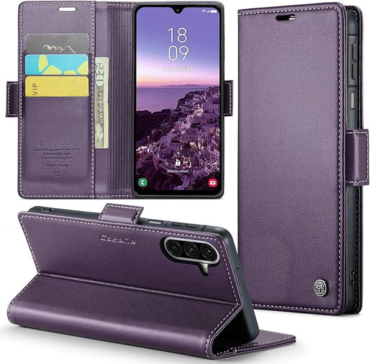for Samsung Galaxy A26 5G Case, Premium PU Leather Wallet Case Flip Cover with [RFID Blocking][Card Holder][Stand Function] Shockproof Protective for Samsung Galaxy A26, Purple