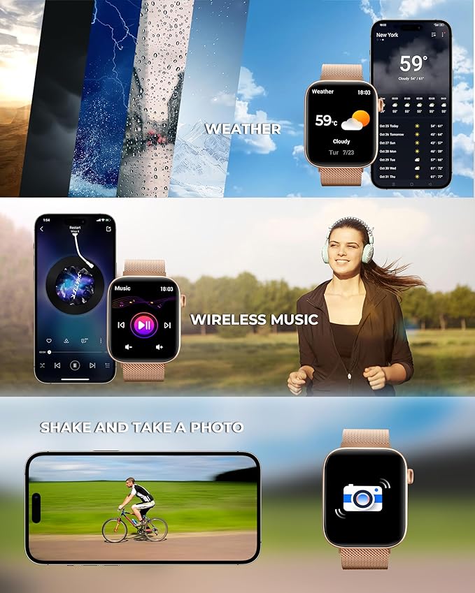 Smart Watch for Men/Women, 1.85" AMOLED Touchscreen, Make/Answer Calls, Fitness Tracker with Heart Rate, Blood Oxygen, Sport Modes, Waterproof Watches Compatible with Android & iPhone(4 Watch Bands)