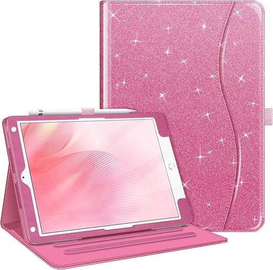 Fintie Case for iPad 9th / 8th / 7th Generation (2021/2020/2019) 10.2 Inch - [Corner Protection] Multi-Angle Viewing Stand Cover with Pocket & Pencil Holder, Auto Sleep Wake, Glittering Pink