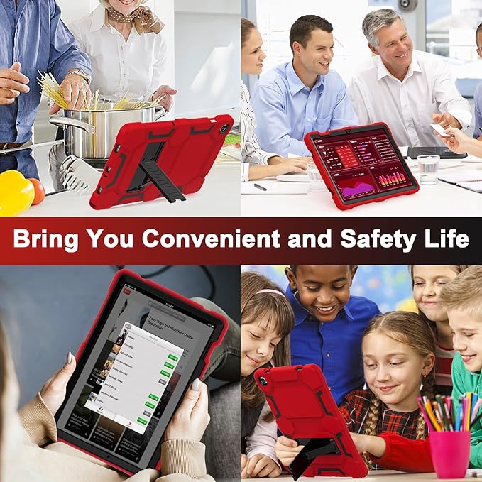 CCMAO Case for Samsung Galaxy Tab A9+/A9 Plus Case 11 Inch 2023 Model (SM-X210/X216/X218), Heavy Duty Shockproof Hybrid Three Layer Protective Cover for Kids Boys Girls, Red+Black