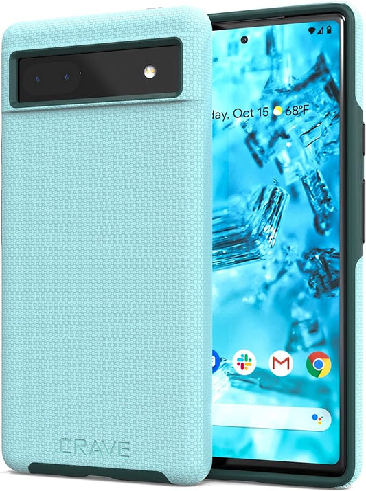 Crave Dual Guard for Google Pixel 6a Case, Shockproof Protection Dual Layer Case for Google Pixel 6a - Aqua